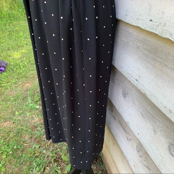 Vintage 80s Polka Dot Print Button Front Long Sleeve Collared Midi Wrap Dress - Picture 14 of 16